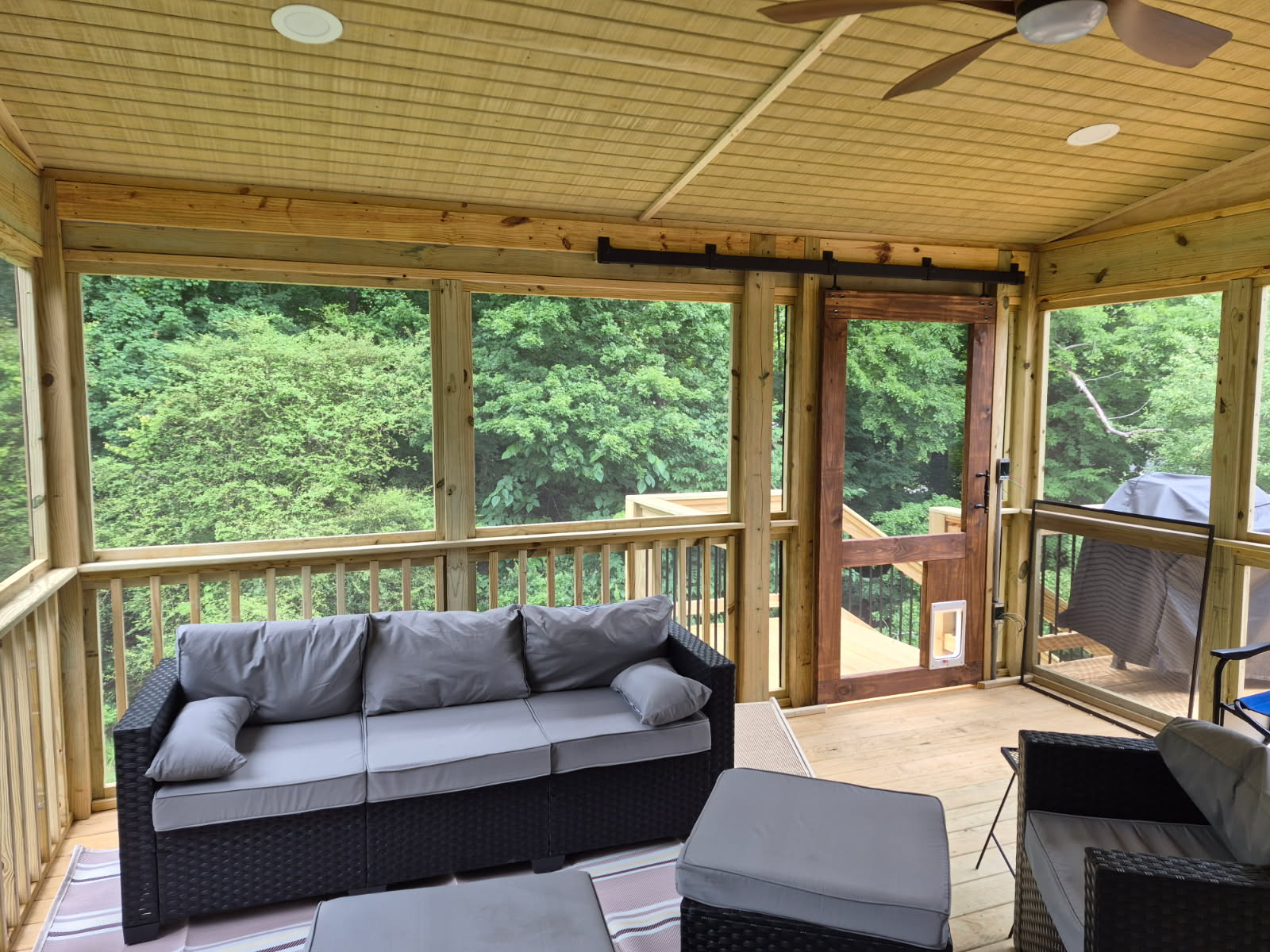 Finished screened porch interior Birmingham